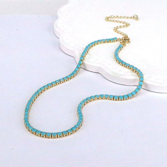 Wholesale Women's Hiphop Geometric Zircon And Copper Necklace With Electroplating And Inlay Technique
