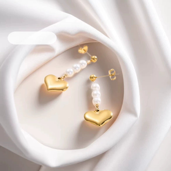 Wholesale Women's Hiphop Long Heartshaped Geometric Stainless Steel Electroplated 925 Silver Ear Clips Earrings