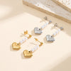 Wholesale Women's Hiphop Long Heartshaped Geometric Stainless Steel Electroplated 925 Silver Ear Clips Earrings
