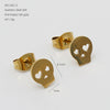 Wholesale Women's Hiphop Skull And Heart Hollowout Goldplated Stainless Steel Earrings