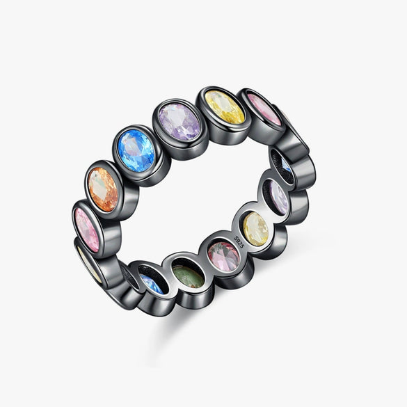 Wholesale Women's Hiphop Style Geometric S925 Sterling Silver Ring With Electroplating And Contrasting Color Design