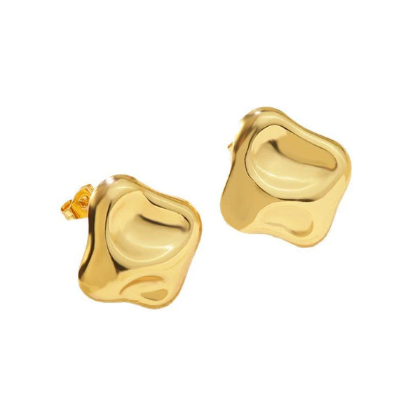 Wholesale Women's Hiphop Style Geometric Stainless Steel Electroplated Square Pleated Earrings