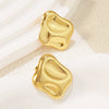 Wholesale Women's Hiphop Style Geometric Stainless Steel Electroplated Square Pleated Earrings