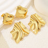 Wholesale Women's Hiphop Style Geometric Stainless Steel Electroplated Square Pleated Earrings