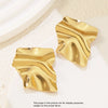 Wholesale Women's Hiphop Style Geometric Stainless Steel Electroplated Square Pleated Earrings