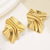 Wholesale Women's Hiphop Style Geometric Stainless Steel Electroplated Square Pleated Earrings