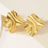 Wholesale Women's Hiphop Style Geometric Stainless Steel Electroplated Square Pleated Earrings