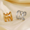 Wholesale Women's Hiphop Style Stainless Steel 3Layer Line Open Ring 18K Gold Plated