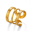 Wholesale Women's Hiphop Style Stainless Steel 3Layer Line Open Ring 18K Gold Plated