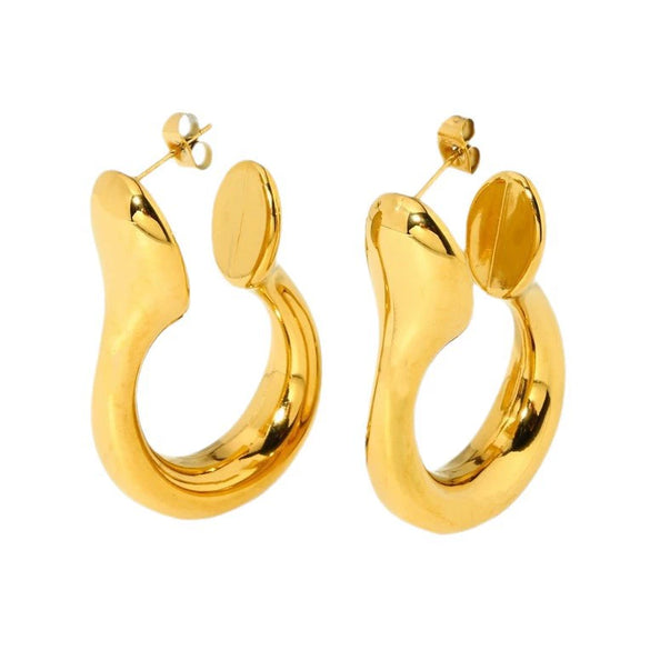 Wholesale Women's Hollow Geometric Ushape Stainless Steel 18K Gold Plated Earrings Jewelry Accessories