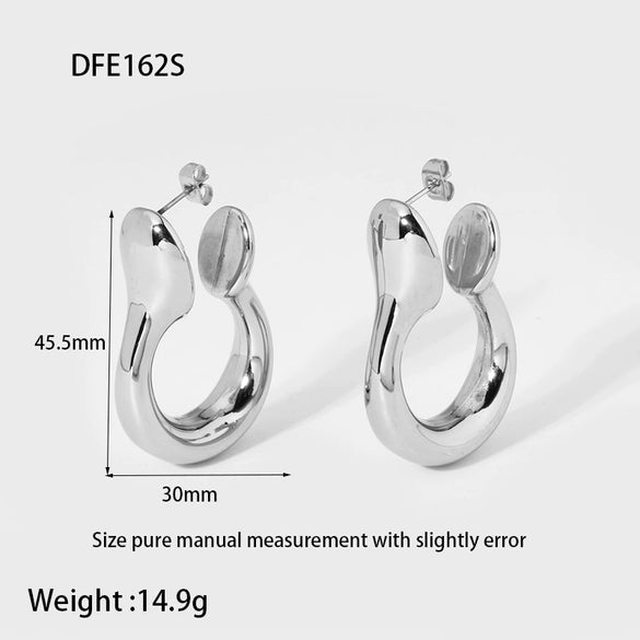 Wholesale Women's Hollow Geometric Ushape Stainless Steel 18K Gold Plated Earrings Jewelry Accessories