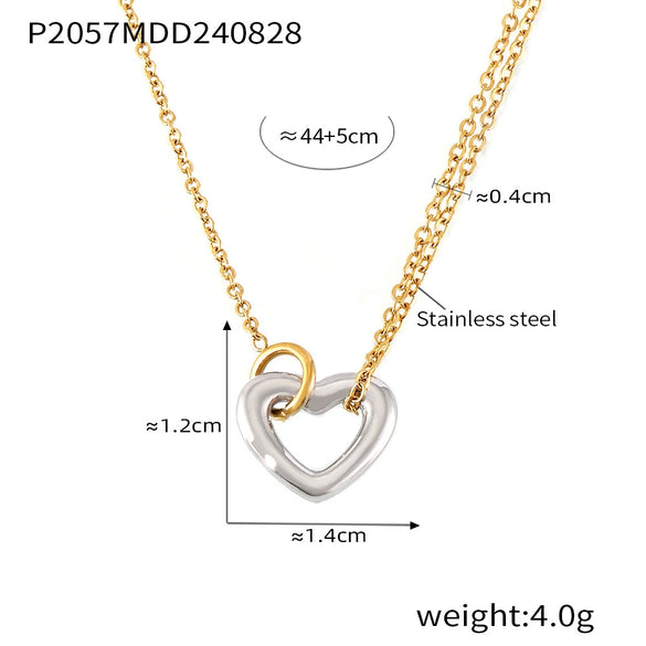 Wholesale Women's Hollow Love Bracelet Necklace Stainless Steel Electroplated With Heart And Geometric Patterns