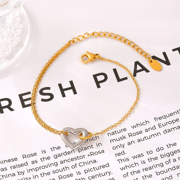 Wholesale Women's Hollow Love Bracelet Necklace Stainless Steel Electroplated With Heart And Geometric Patterns