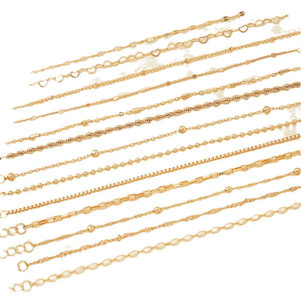 Wholesale Women's Hollow Love Round Bead Twist Chain Bracelet Alloy Heart Pattern Electroplated