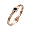 Wholesale Women's Hollow Round Black Shell Stainless Steel And Titanium Steel Bracelet With Electroplating Treatment