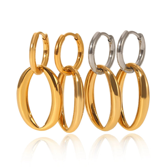 Wholesale Women's Hoop Earrings Stainless Steel Titanium Steel Geometric Pvd Vacuum Plating