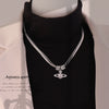 Wholesale Women's Ice Cute Style Diamond Ufo Pendant Necklace With Flat Snake Chain And Electroplating Design