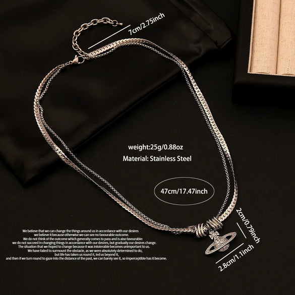 Wholesale Women's Ice Cute Style Diamond Ufo Pendant Necklace With Flat Snake Chain And Electroplating Design