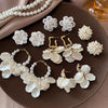 Wholesale Women's Imitation Pearl Flower Earrings French Retro Style