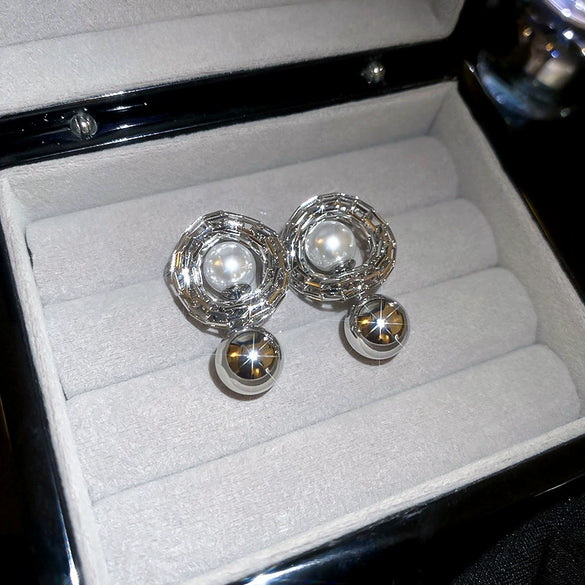Wholesale Women's Imitation Pearl Geometric Style Electroplated Earrings