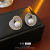 Wholesale Women's Imitation Pearl Geometric Style Electroplated Earrings