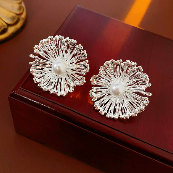 Wholesale Women's Imitation Pearl Geometric Style Electroplated Earrings
