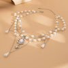 Wholesale Women's Imitation Pearl Tassel Necklace With Alloy Pendant Drop Shape Electroplated Metal Hollow Design