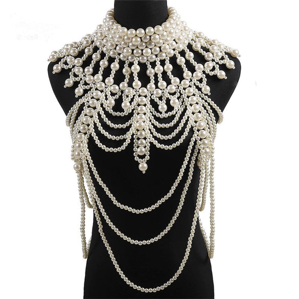 Wholesale Women's Imitation Pearl Water Wave Chain Pure Handmade Creative Necklace