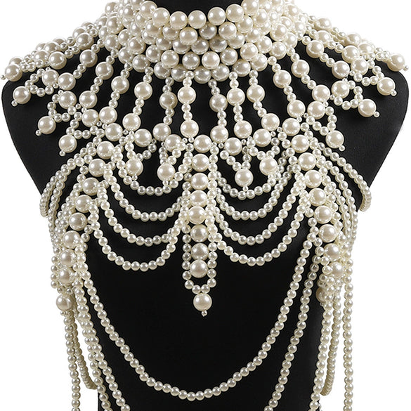 Wholesale Women's Imitation Pearl Water Wave Chain Pure Handmade Creative Necklace