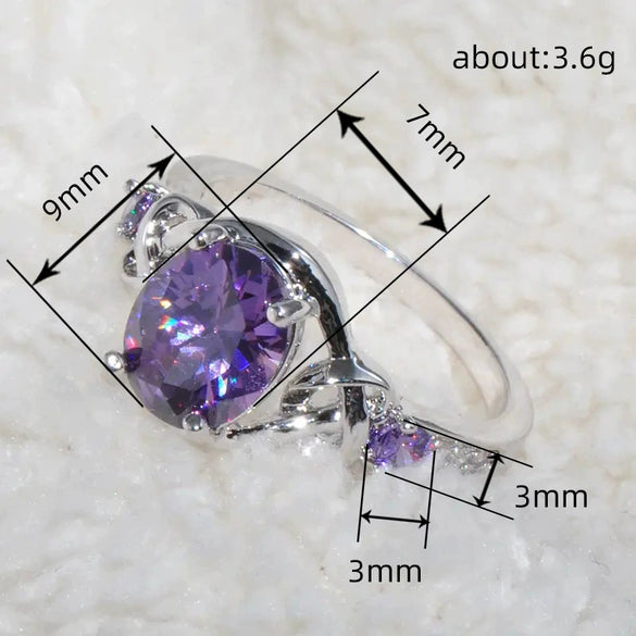 Wholesale Women's Inlaid Purple Oval Winding Ring Copper Geometric Zircon