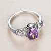 Wholesale Women's Inlaid Purple Oval Winding Ring Copper Geometric Zircon