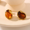Wholesale Women's Inlaid Resin Earrings Round Asymmetric Shape Stainless Steel 18K Gold Plated With 18K Vacuum Plating In Furnace Geometric Style