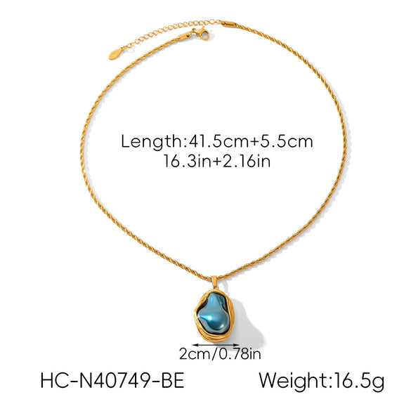 Wholesale Women's Ins Baroque Geometric Stainless Steel Polished Electroplated Pearl Necklace