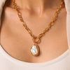 Wholesale Women's Ins Baroque Geometric Stainless Steel Polished Electroplated Pearl Necklace