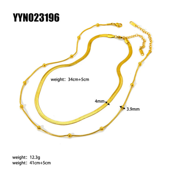 Wholesale Women's Ins Fashion Joker Double Layer Stainless Steel Necklace With Geometric Pattern 18K Gold Plated Vacuum Real Gold Electroplated In Pvd Furnace