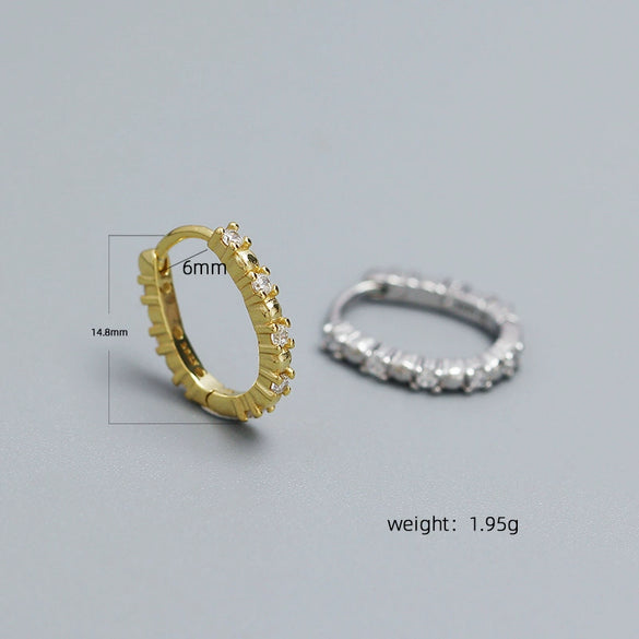 Wholesale Women's Ins Light Luxury Geometric Ushaped 925 Silver Electroplated Diamondembedded Round Beads Stacked Earrings