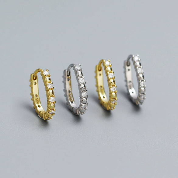 Wholesale Women's Ins Light Luxury Geometric Ushaped 925 Silver Electroplated Diamondembedded Round Beads Stacked Earrings
