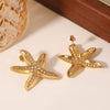 Wholesale Women's Ins Ocean Style Stainless Steel Geometric Starfish Earrings With Electroplating