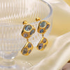 Wholesale Women's Ins Simple Design Stainless Steel Irregular Inlay Natural Black Shell Geometric 18K Gold Plated Earrings