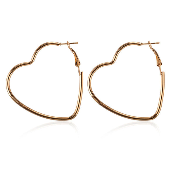 Wholesale Women's Ins Simple Geometric Hollow Heart Metal Earrings With Electroplating