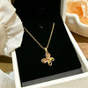 Wholesale Women's Ins Style Butterfly Pendant Necklace With Diamond Encrusted Copper Pendant And Titanium Steel Oshaped Chain