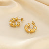 Wholesale Women's Ins Style C Shaped Three Dimensional Geometric Stainless Steel 18K Gold Plated Earrings