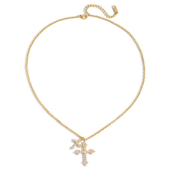 Wholesale Women's Ins Style Cross Stainless Steel Electroplated Necklace