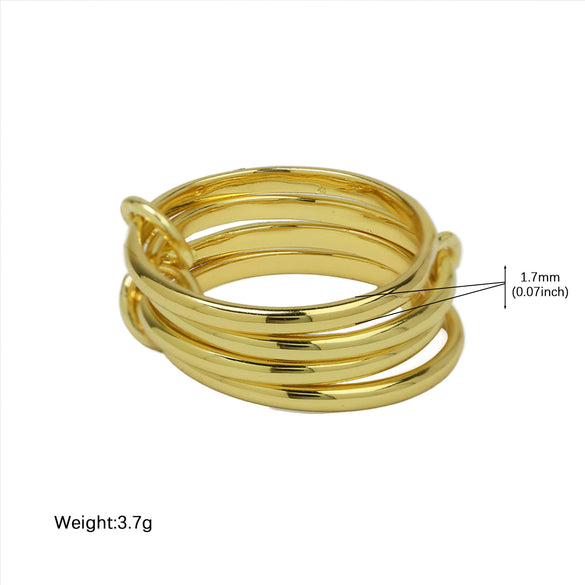 Wholesale Women's Ins Style Double Color Ring Set Brass Copper Electroplated Ring Buckle