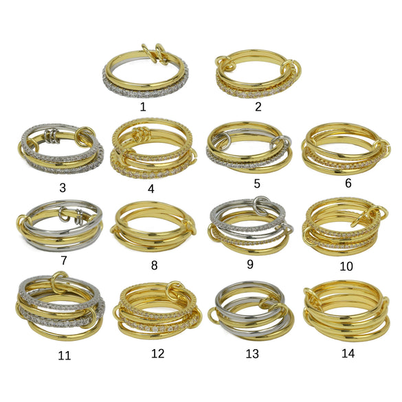 Wholesale Women's Ins Style Double Color Ring Set Brass Copper Electroplated Ring Buckle