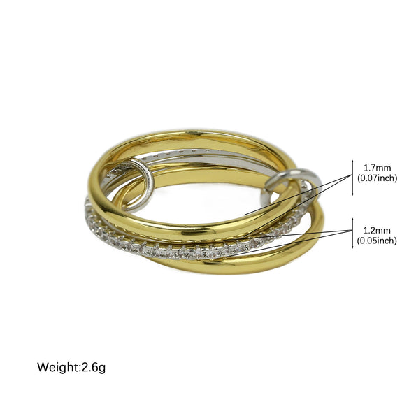 Wholesale Women's Ins Style Double Color Ring Set Brass Copper Electroplated Ring Buckle