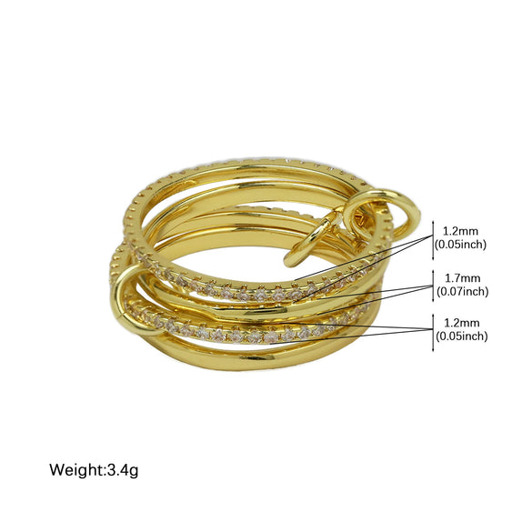 Wholesale Women's Ins Style Double Color Ring Set Brass Copper Electroplated Ring Buckle
