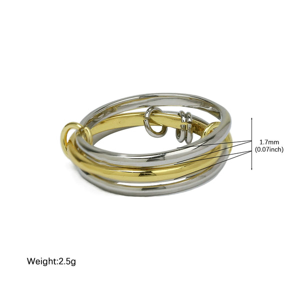 Wholesale Women's Ins Style Double Color Ring Set Brass Copper Electroplated Ring Buckle