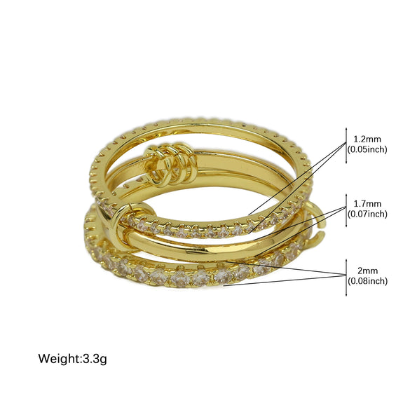Wholesale Women's Ins Style Double Color Ring Set Brass Copper Electroplated Ring Buckle