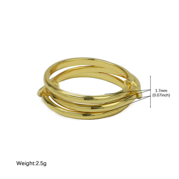 Wholesale Women's Ins Style Double Color Ring Set Brass Copper Electroplated Ring Buckle